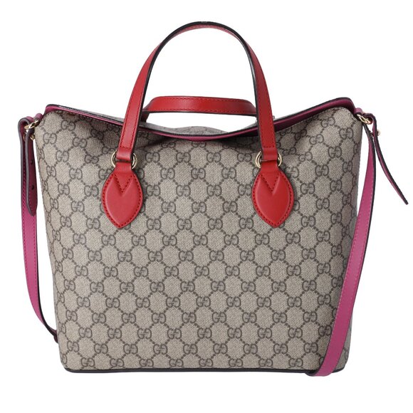 GUCCI GG Supreme Tote 429147 Beige Brown Multi Pink Red - Picture 1 of 9